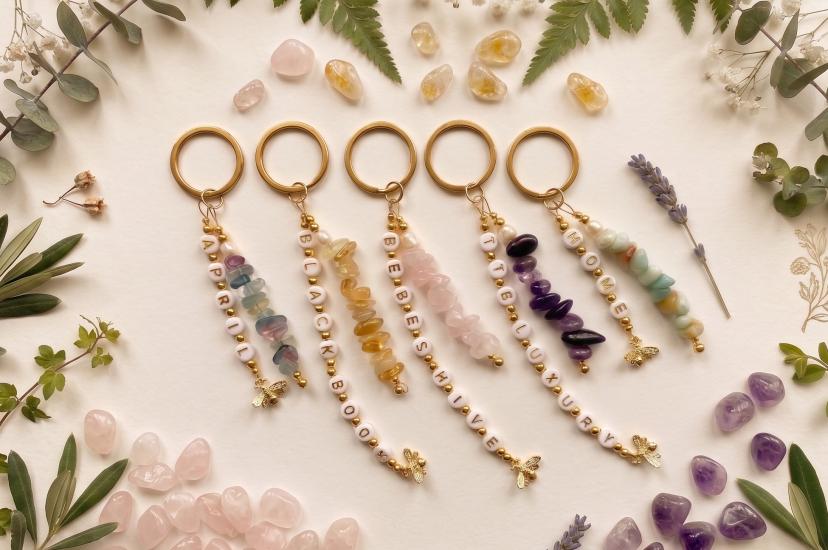 A selection of personalised keyrings