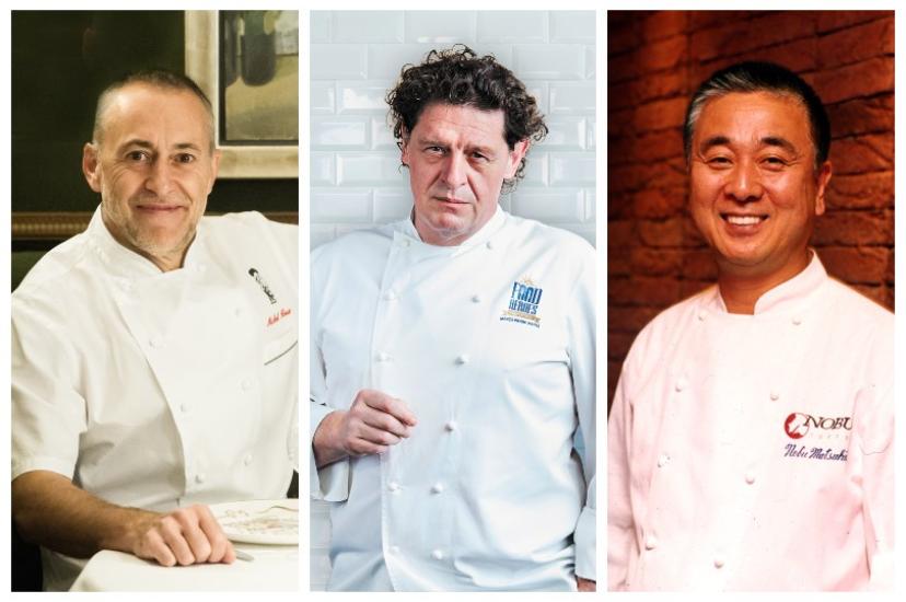 Chefs Michel Roux Junior, Nobu Matsuhisa and Marco Pierre White
