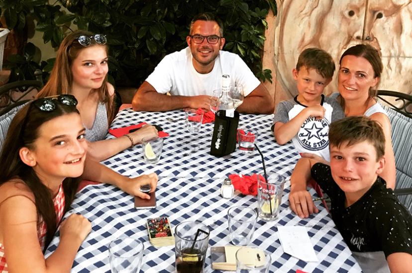 Alex Buckle with his family on holiday