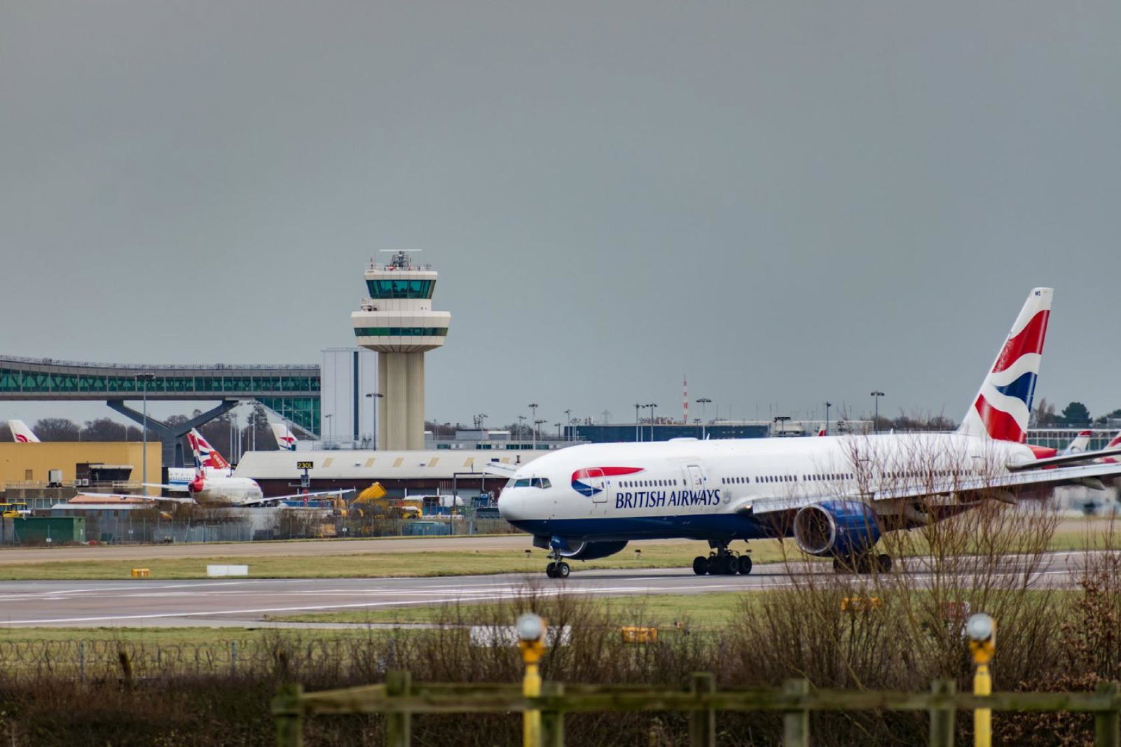A British Airways flight prepares to depart Gatwick airport