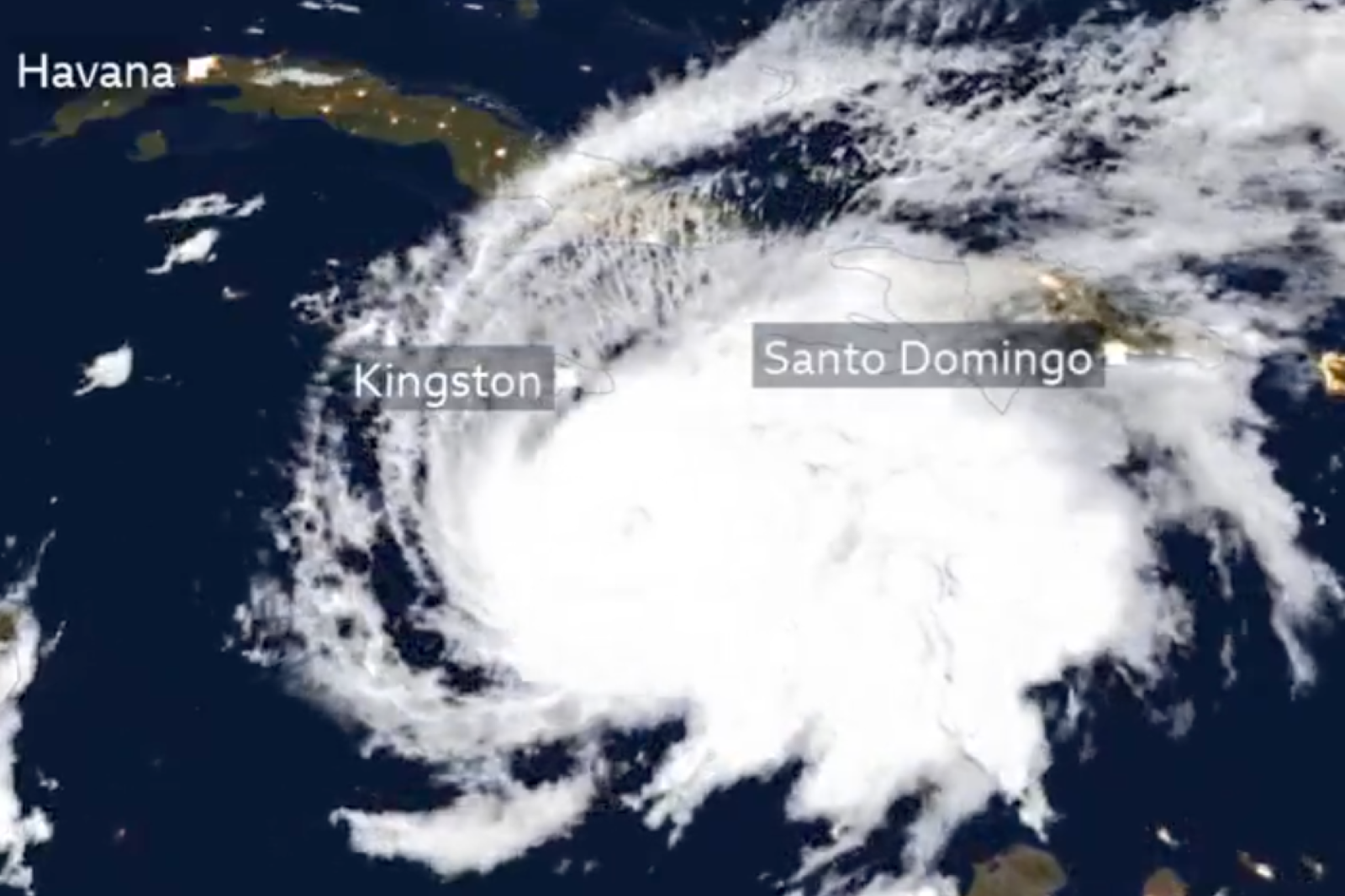 Hurricane Melissa trajectory Credit: BBC Weather