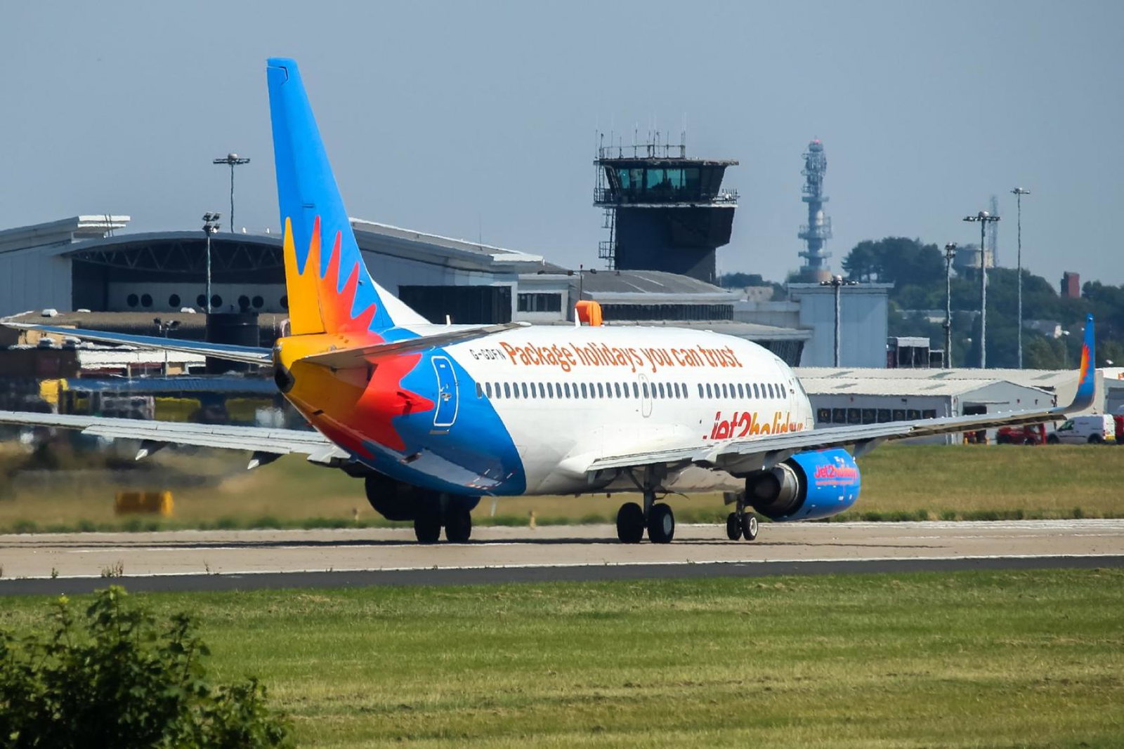 A Jet2 aircraft pictured at Leeds Bradford airport