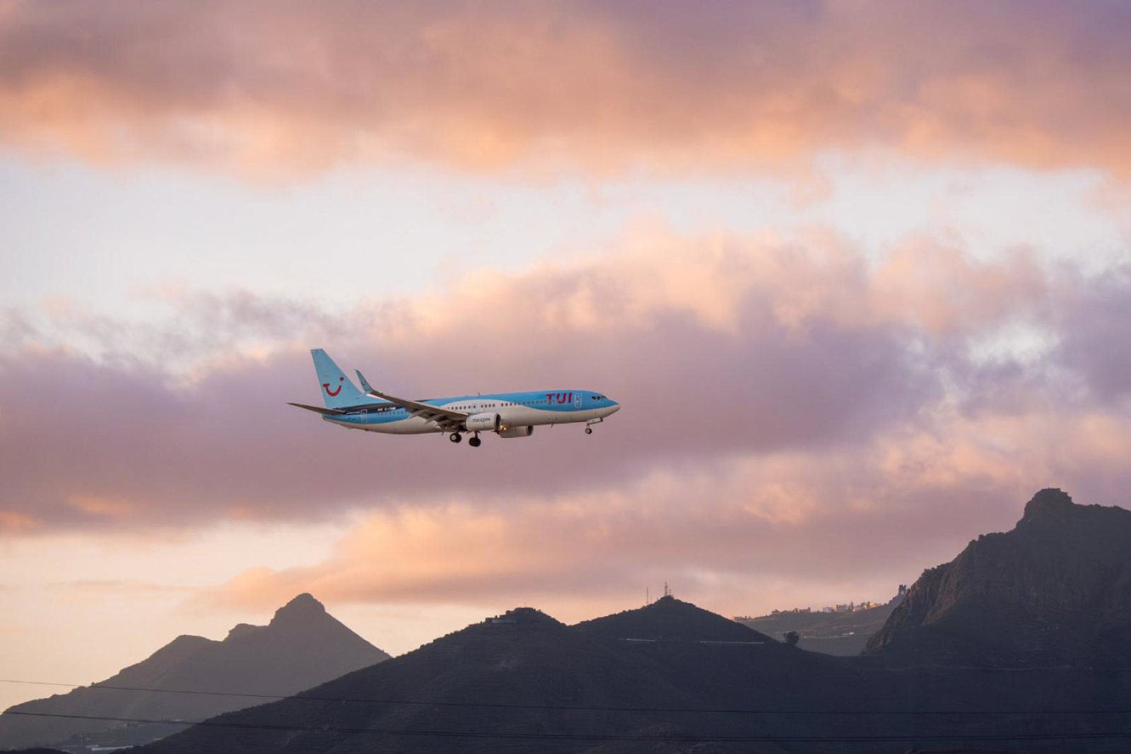 A Tui aircraft makes its final approach ahead of landing in Tenerife