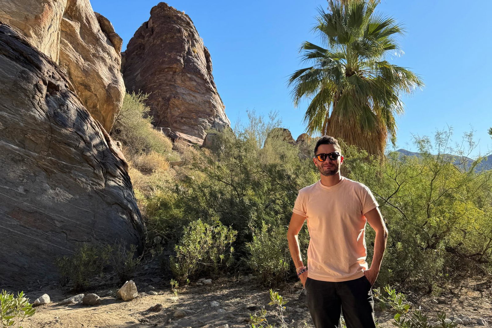 Jake Graf trekking in Cahuilla Canyon