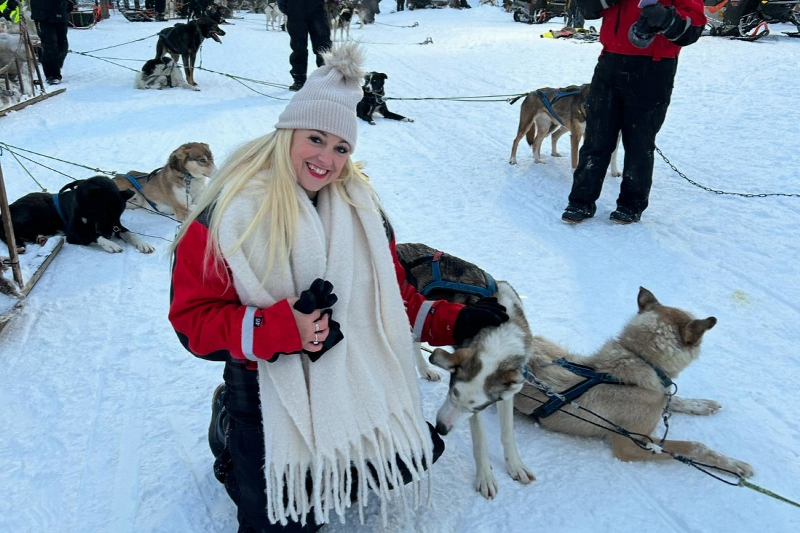 Ashleigh Pedersen enjoyed meeting huskies at Santa's Lapland