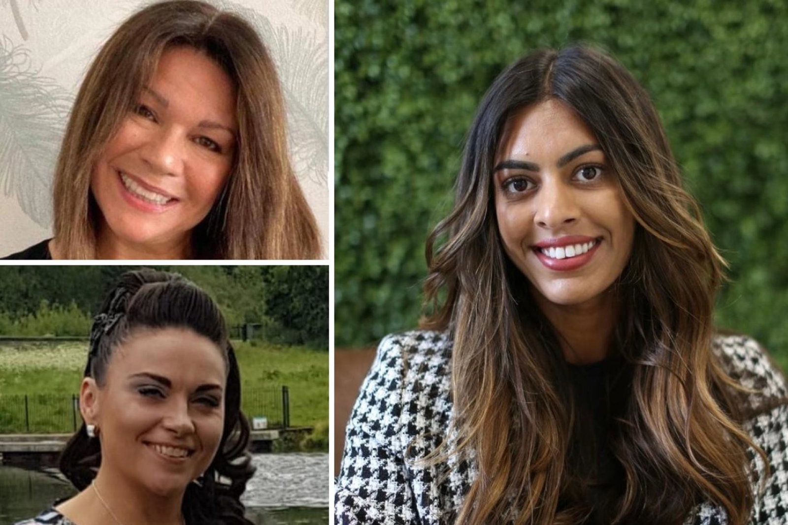 Lorraine Adams (top-left), Vicky Lawrence (bottom-left) and Manisha Blair (right)