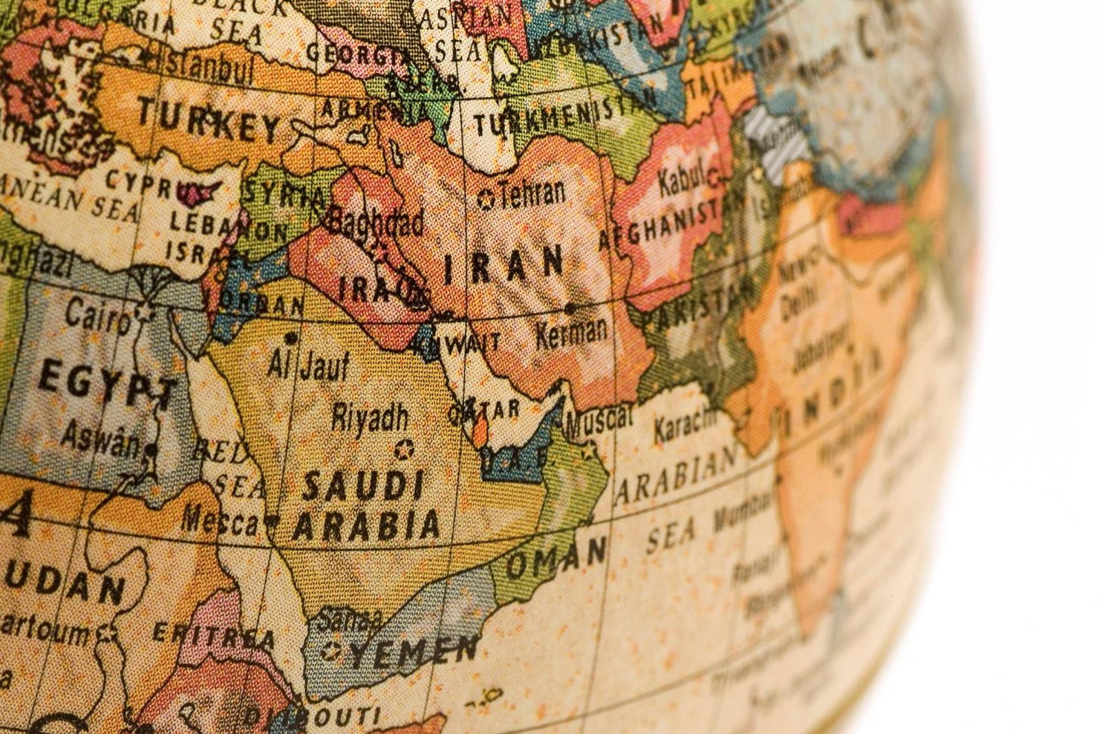 Map showing the Middle East region