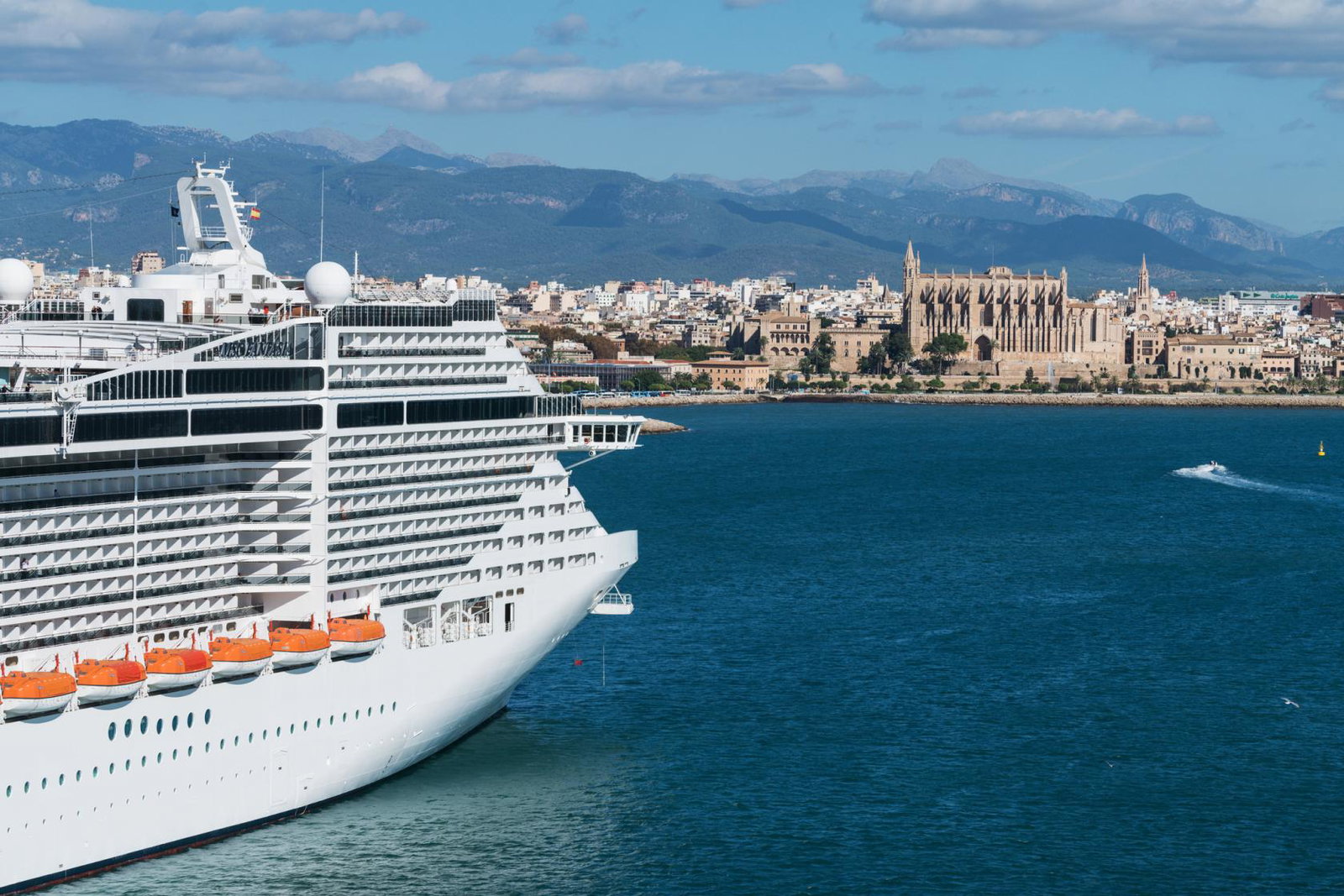 Large cruise ship docked in Palma