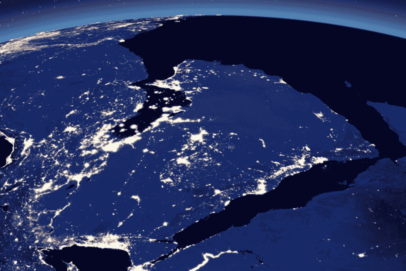 Middle East section of the world from space