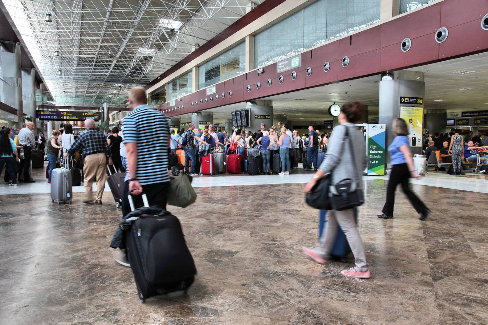 Busy airport in Tenerife, Spain