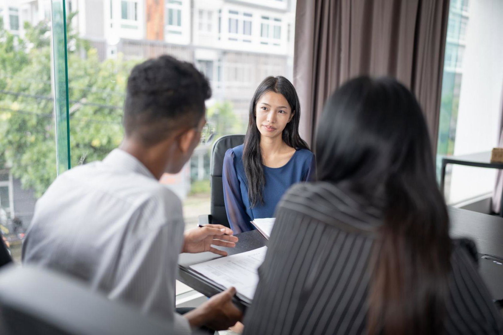 Woman being interviewed for job 