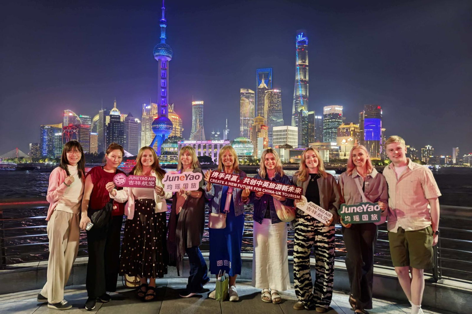 Jackie (centre) with the fam trip group in Shanghai 