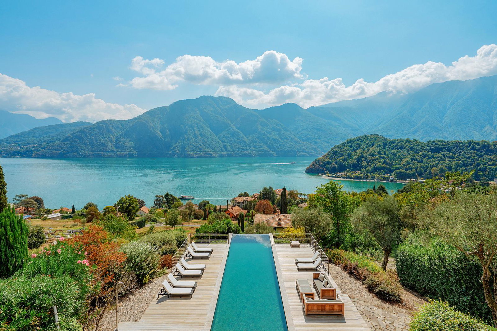 Swimming pool overlooking lake