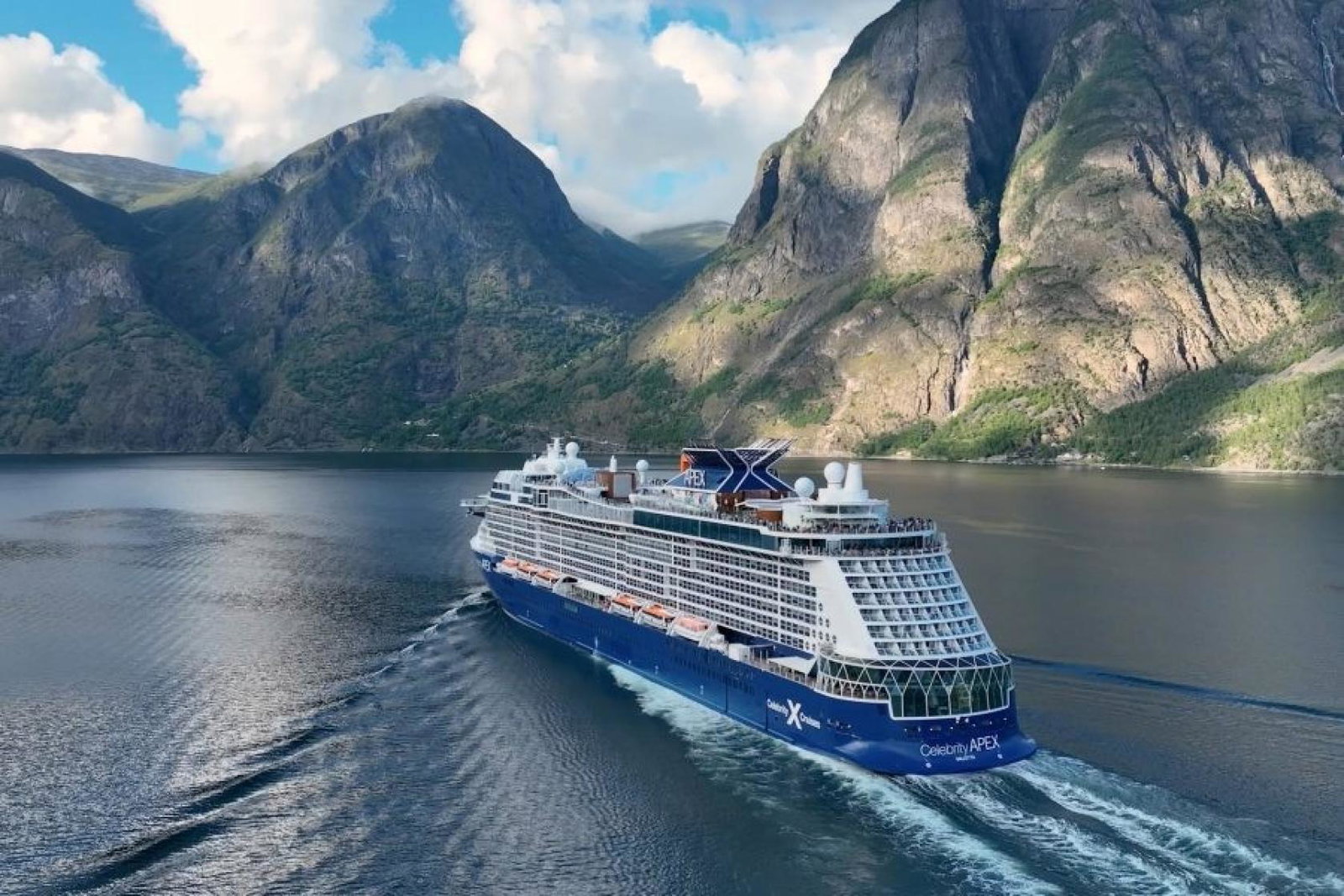 Celebrity Apex travelling in the Norwegian Fjords