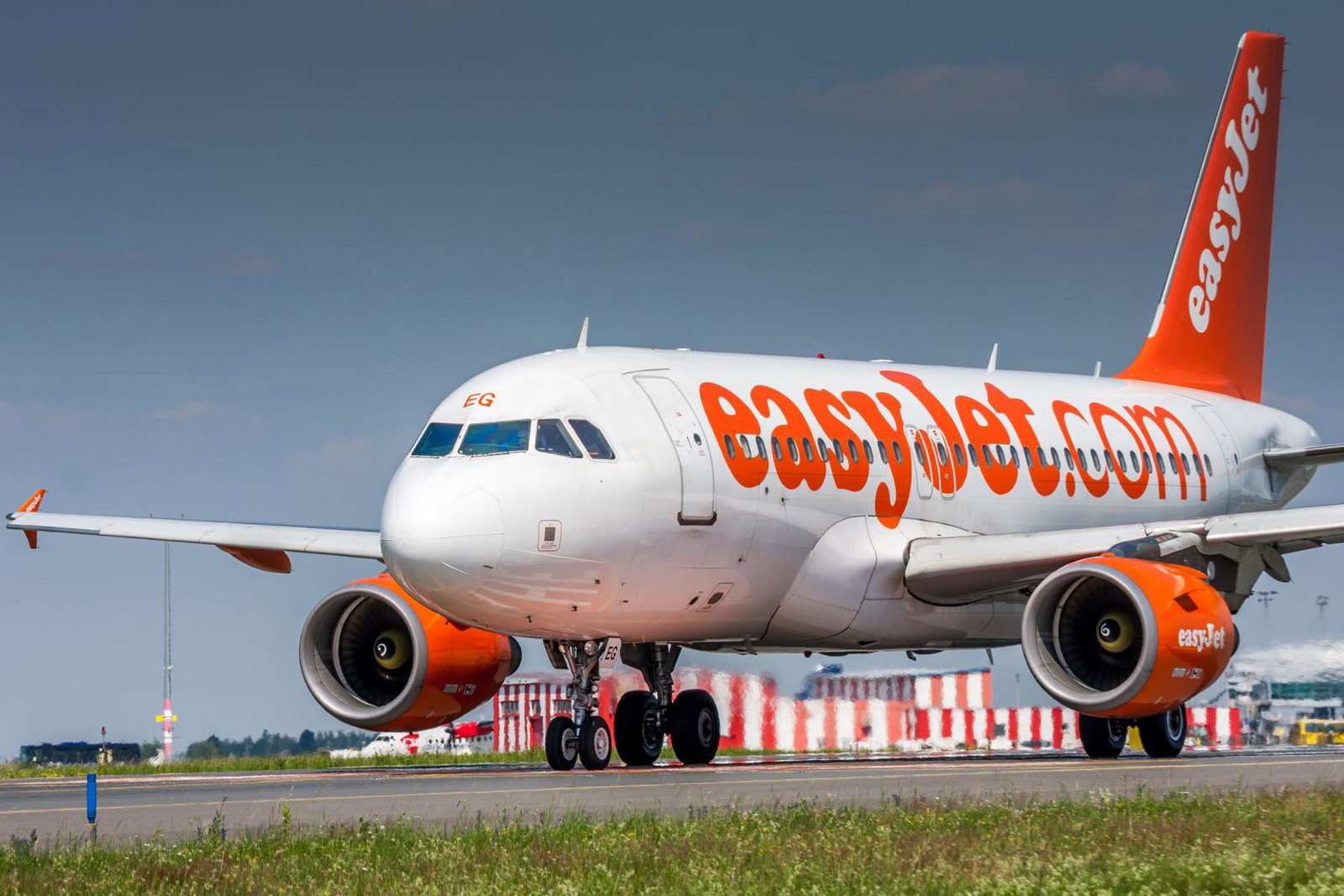 An easyJet aircraft on the runway in Prague