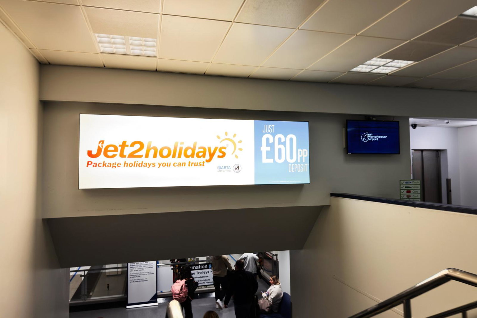 A Jet2 banner ad at Manchester airport
