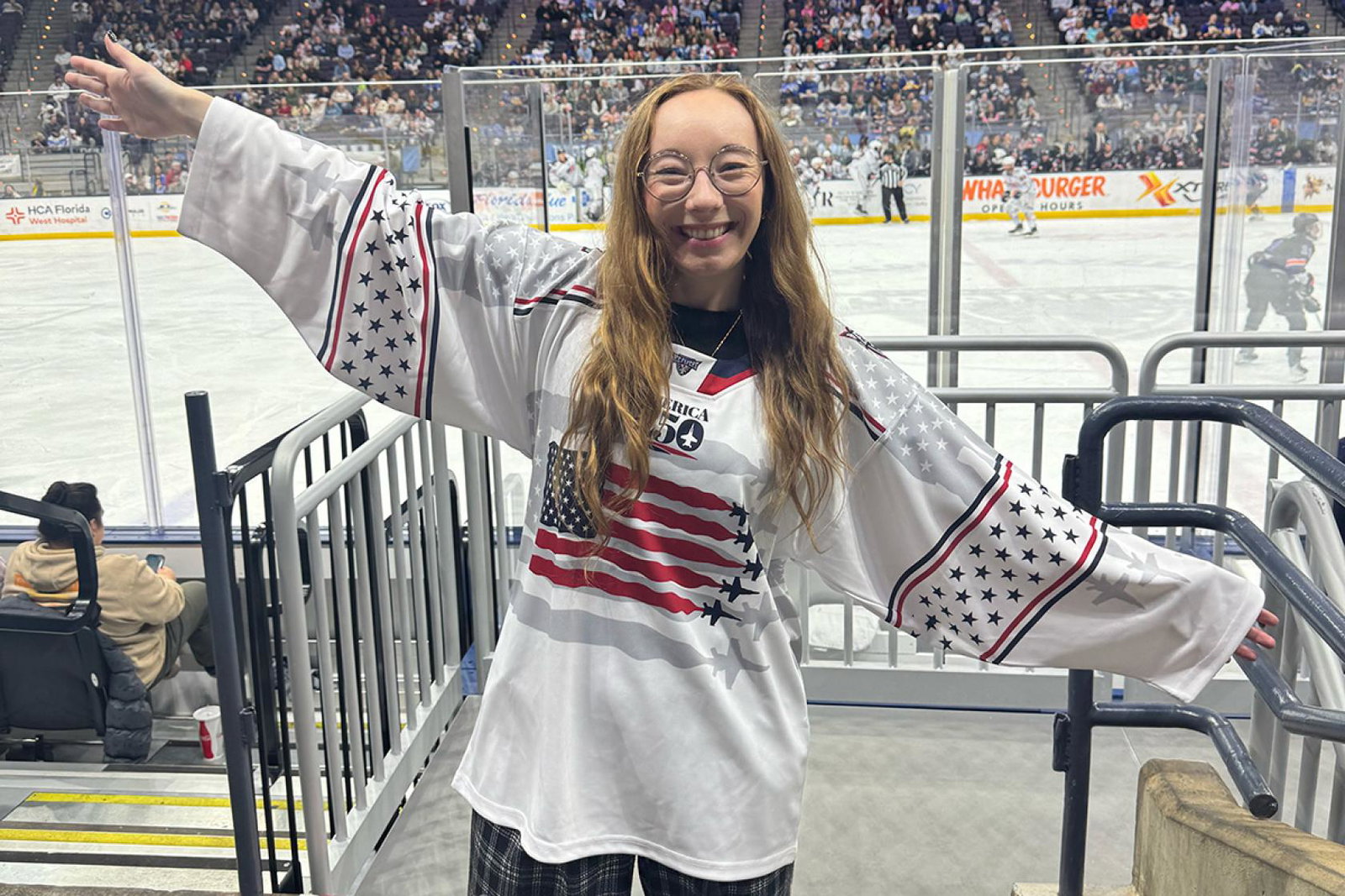Maddie at Pensacola Ice Flyers game in Pensacola