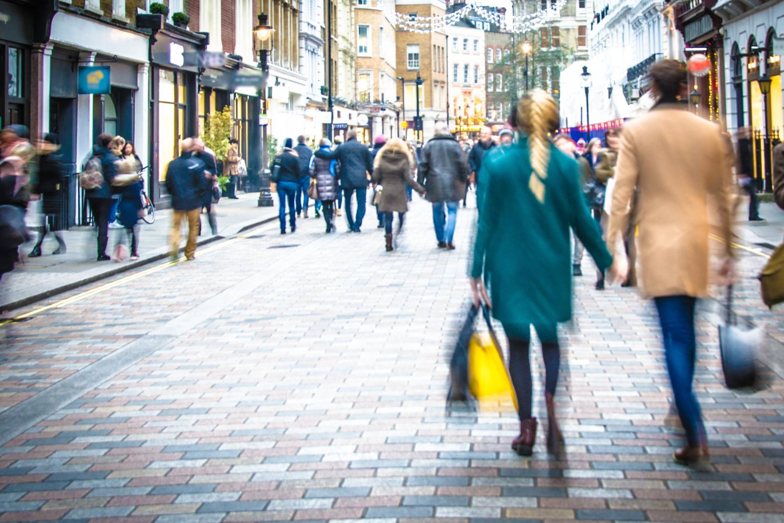 Shoppers in a busy high street