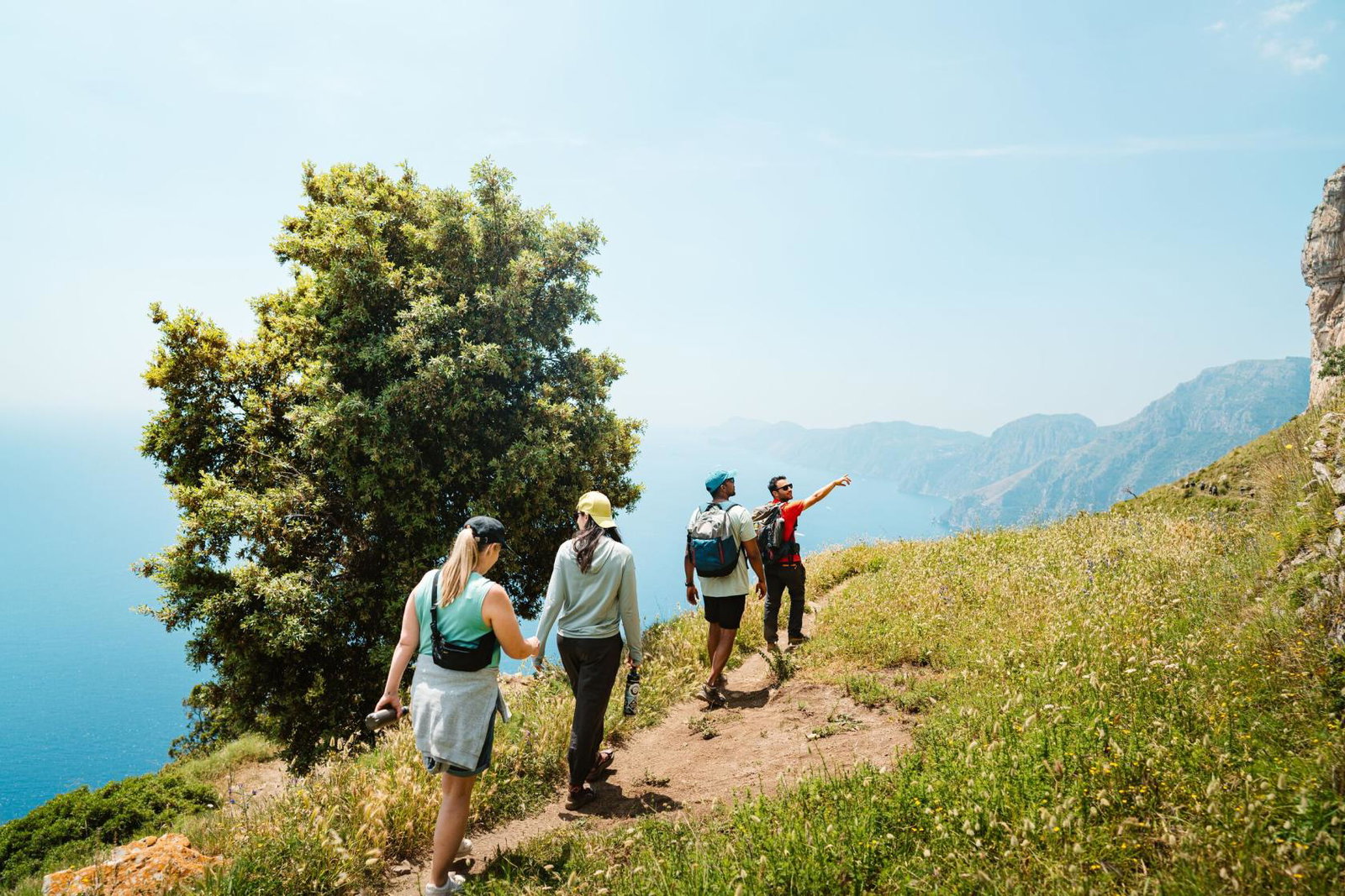 Intrepid Travel tour group walk along Path of the God's on Italy's Amalfi coast