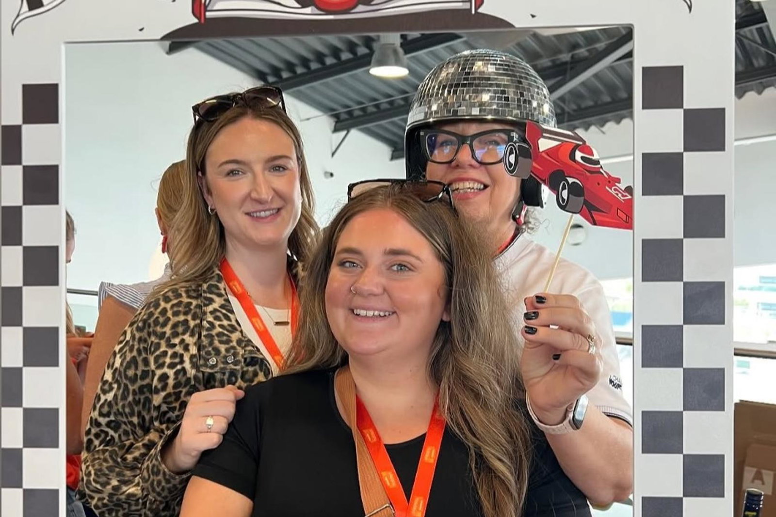 Travel agents strike a pose at Spring Hotels’ #SpringPitStop during easyJet holidays’ Big Orange Party Full Throttle.
