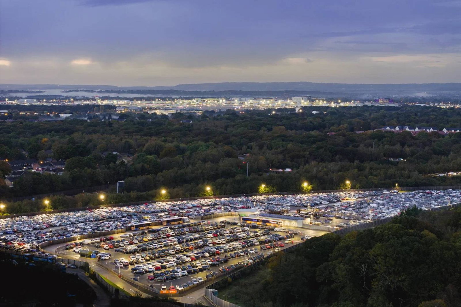 Aerial photo of APH Gatwick off-airport car park.