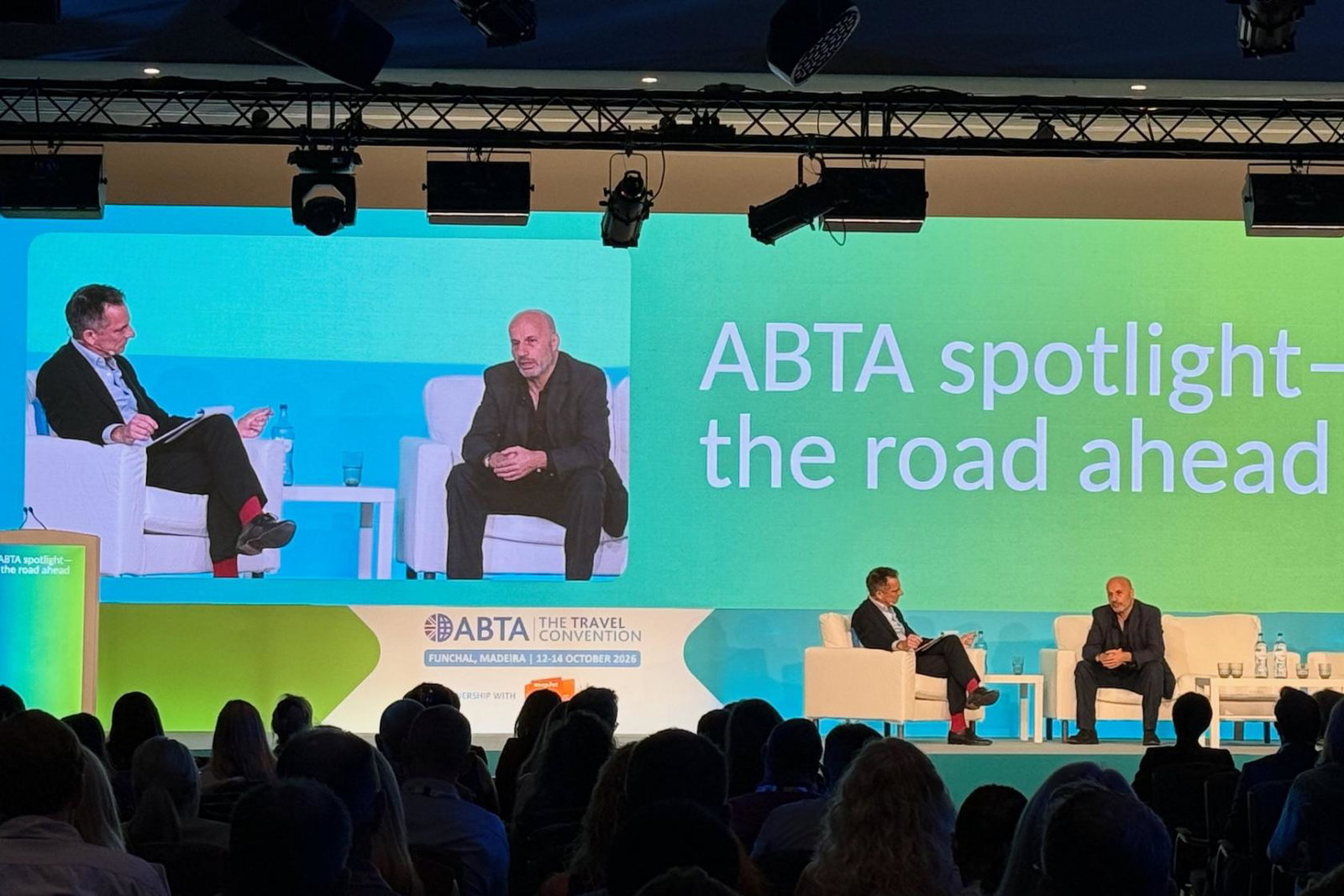 Mark Tanzer appeared in conversation with broadcaster Jonathan Samuels on the opening morning of the 2026 Travel Convention