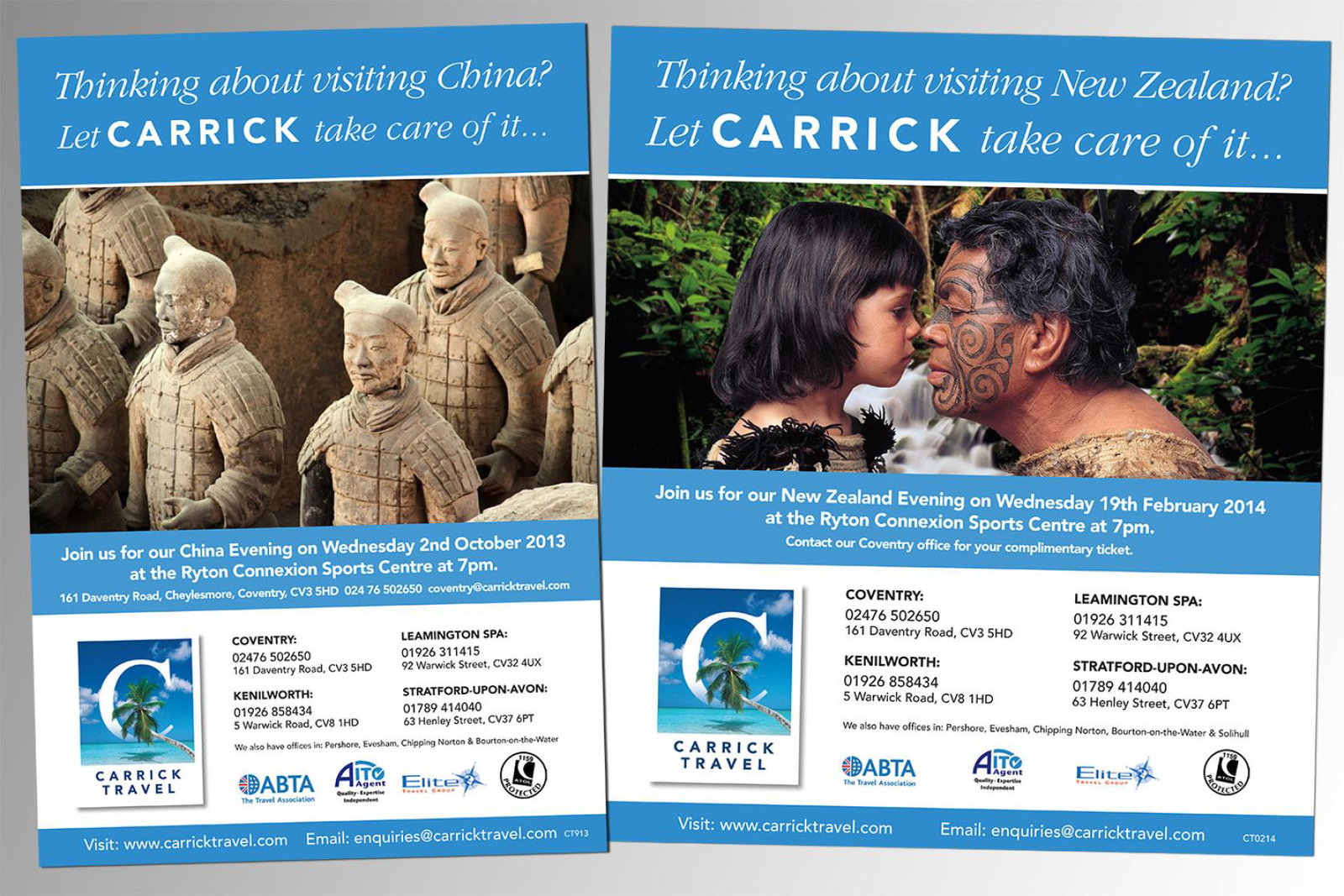 Carrick Travel print ads
