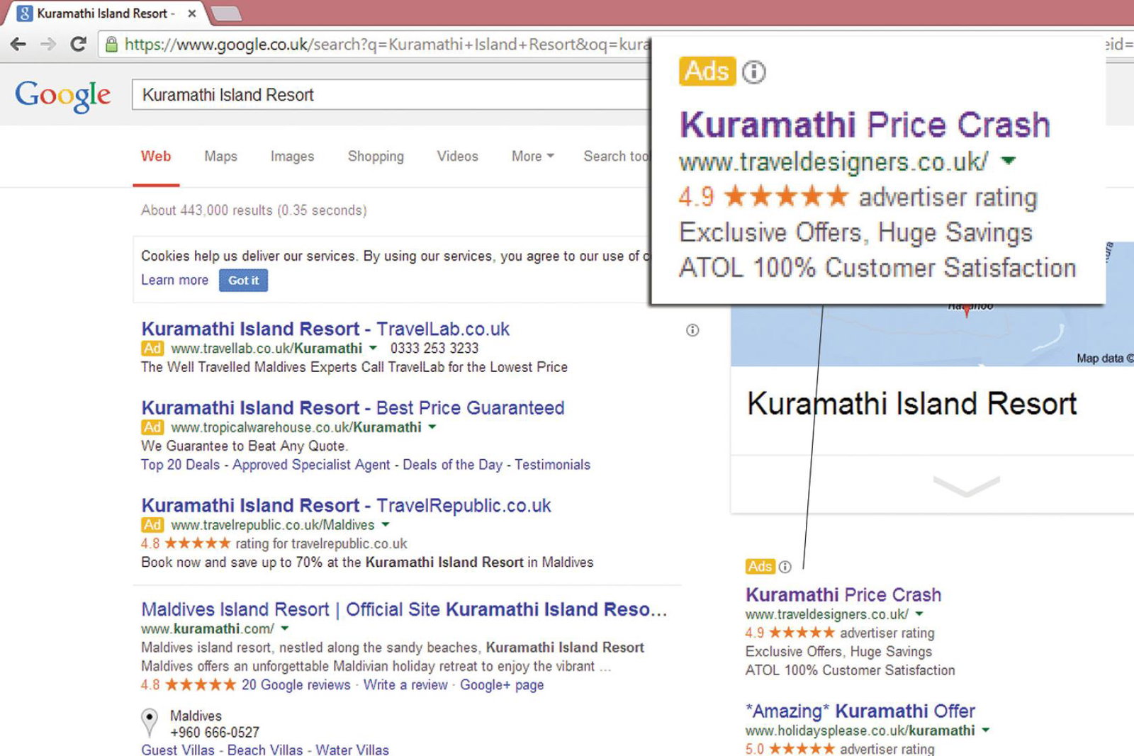Travel Designers Google advertising