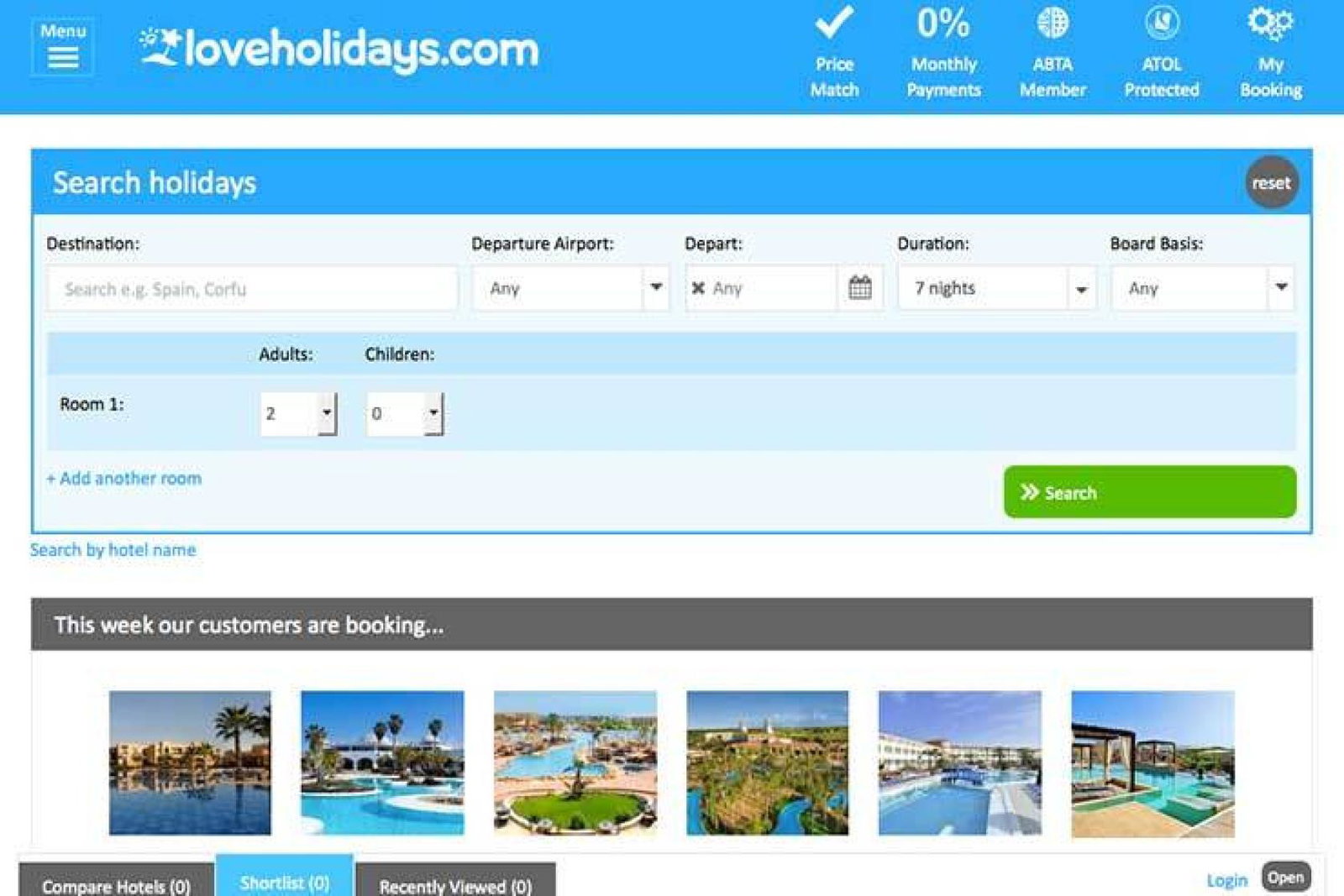 loveholidays.com homepage