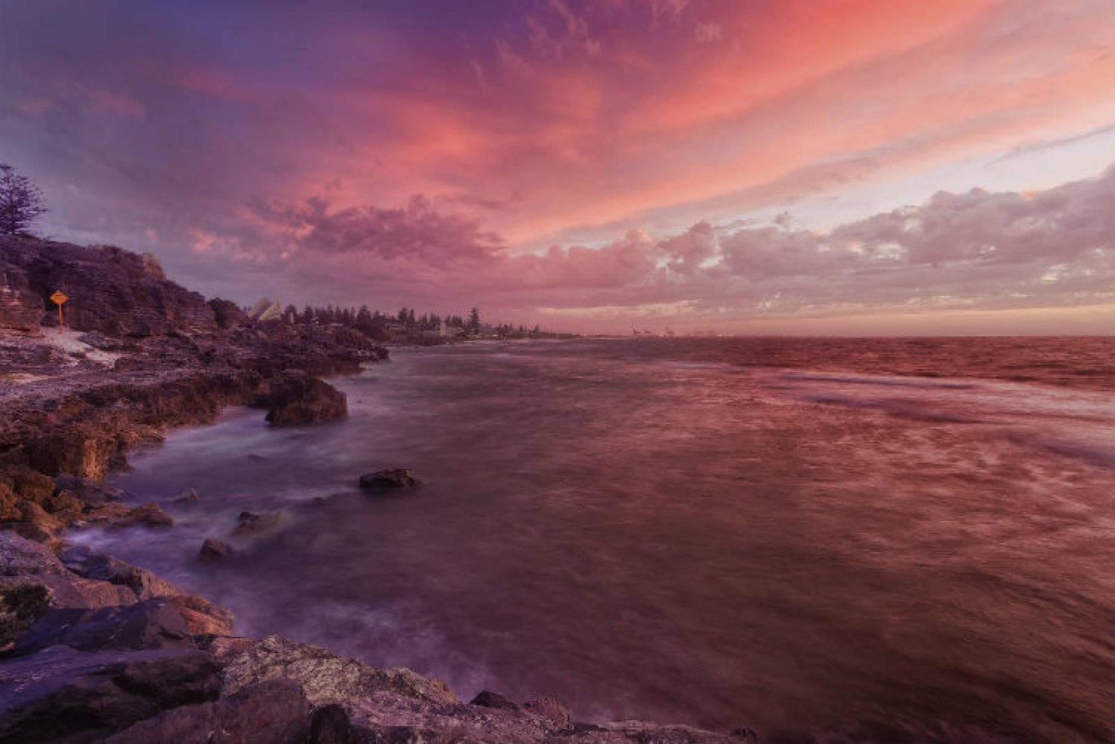 Perth beach rocks sunset