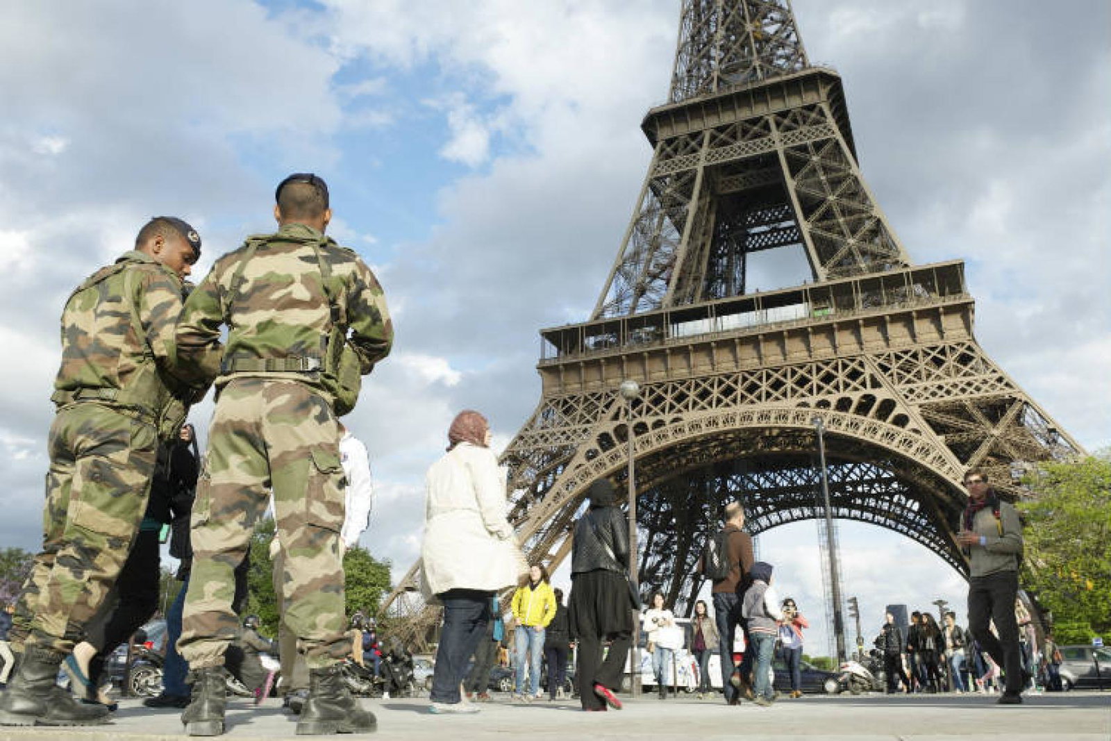 French army soldiers patrol the Eiffel Tower in Paris, terrorism
