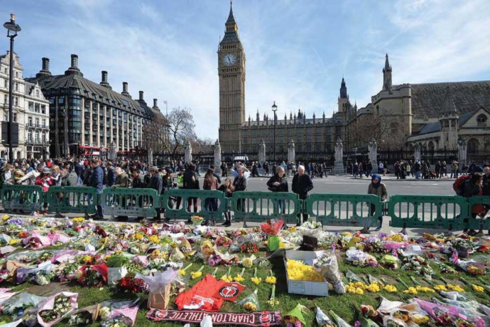 Memorials in Parliament Square. Credit: Press Association