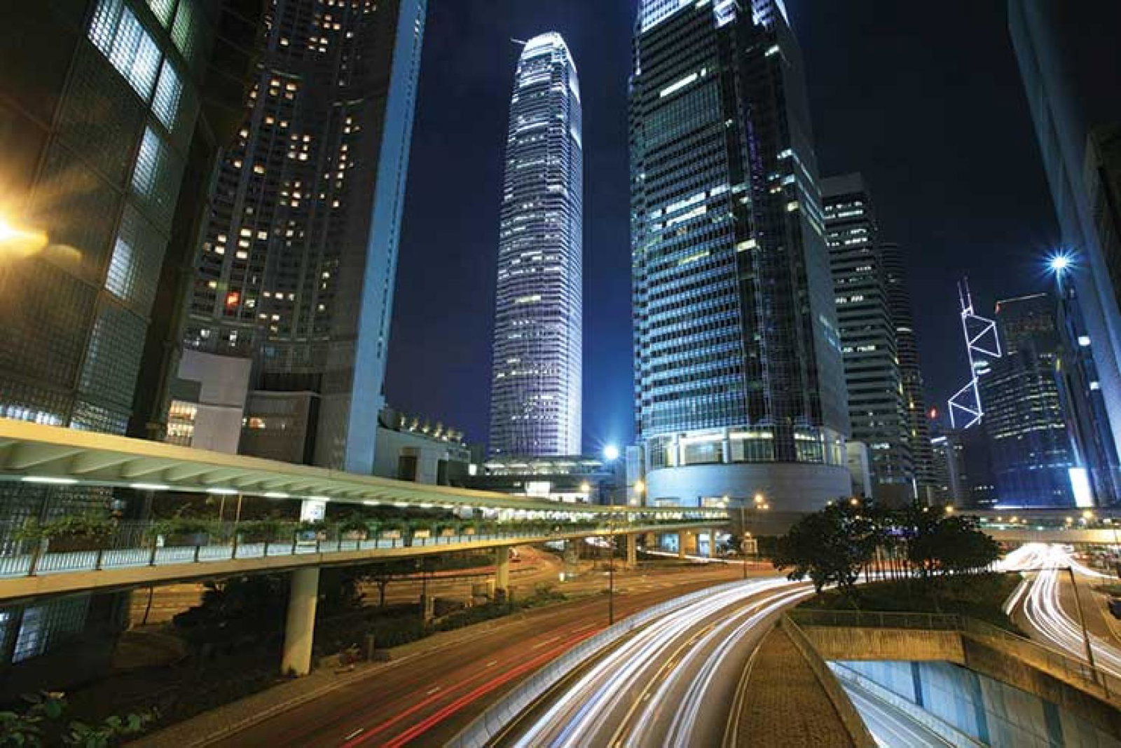 Traffic through downtown Hong Kong