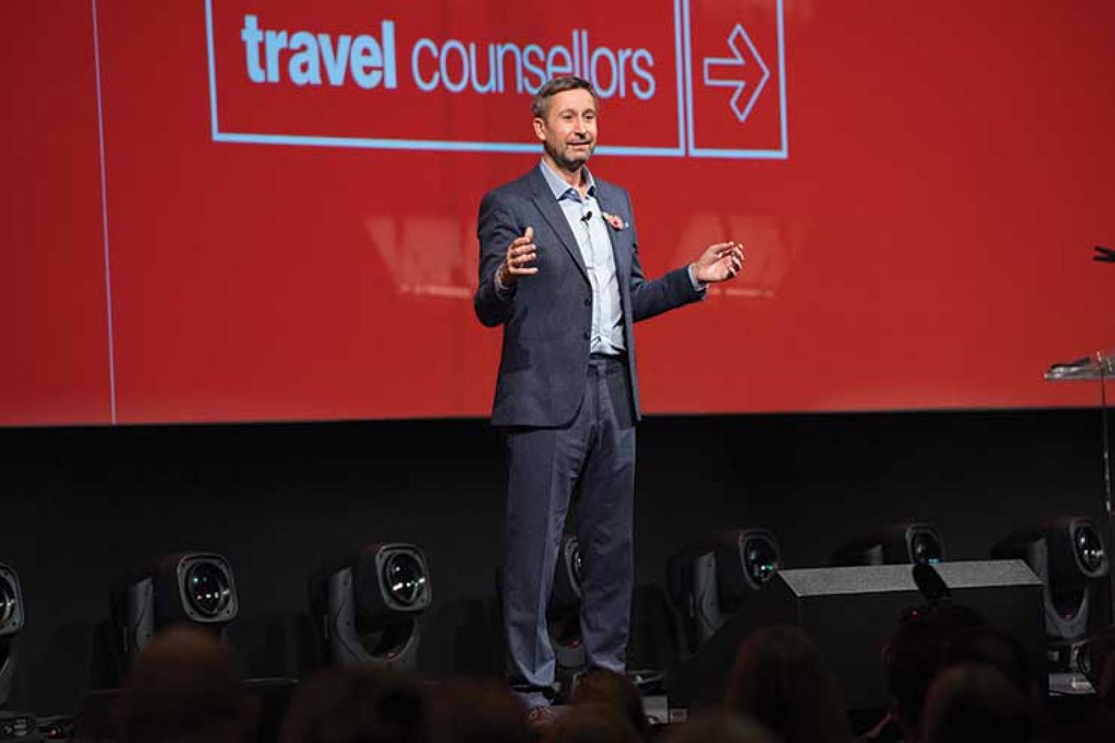 Steve Byrne on stage at TC conference