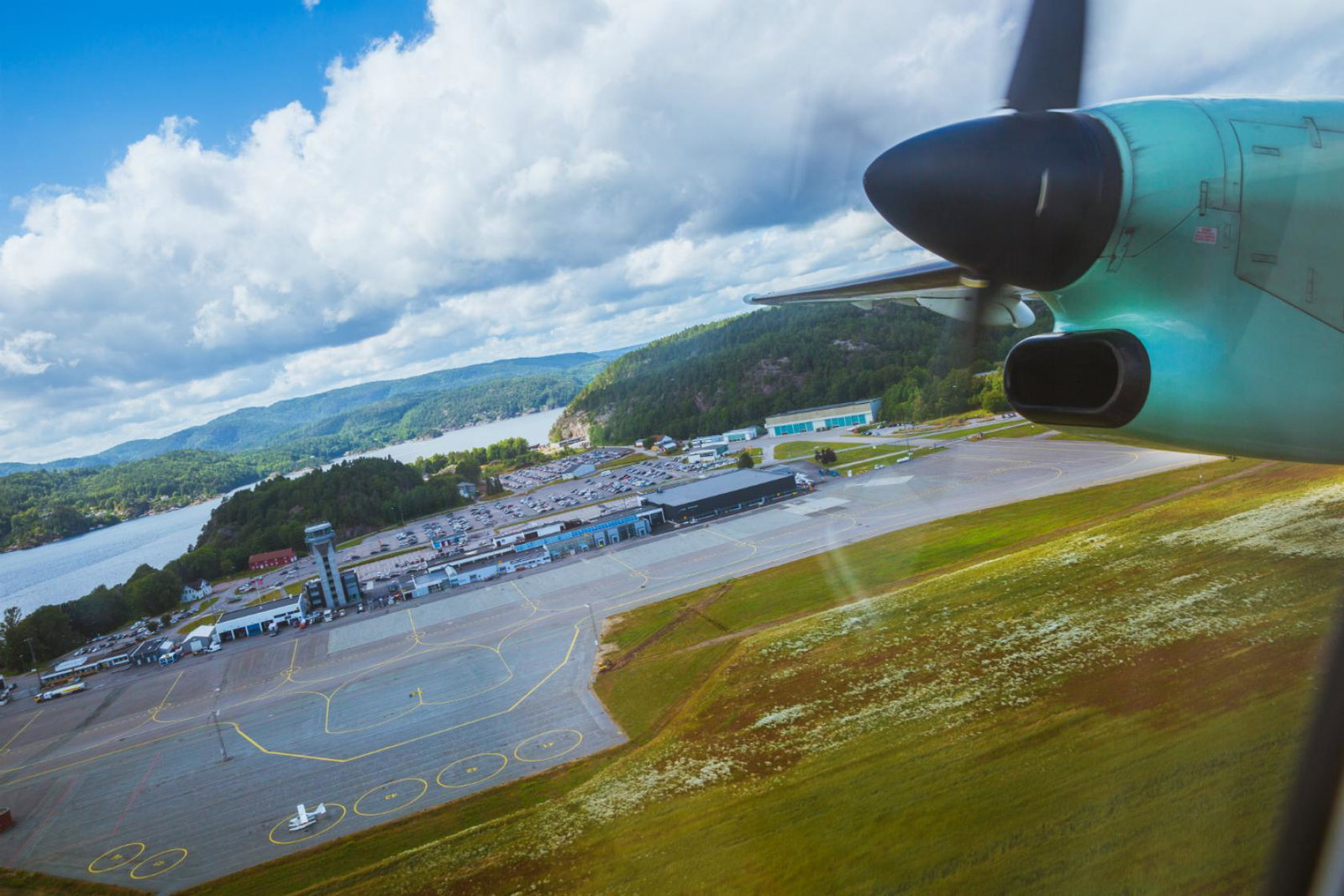 An aircraft landing at Kristiansand. Picture: Ronald Griffin