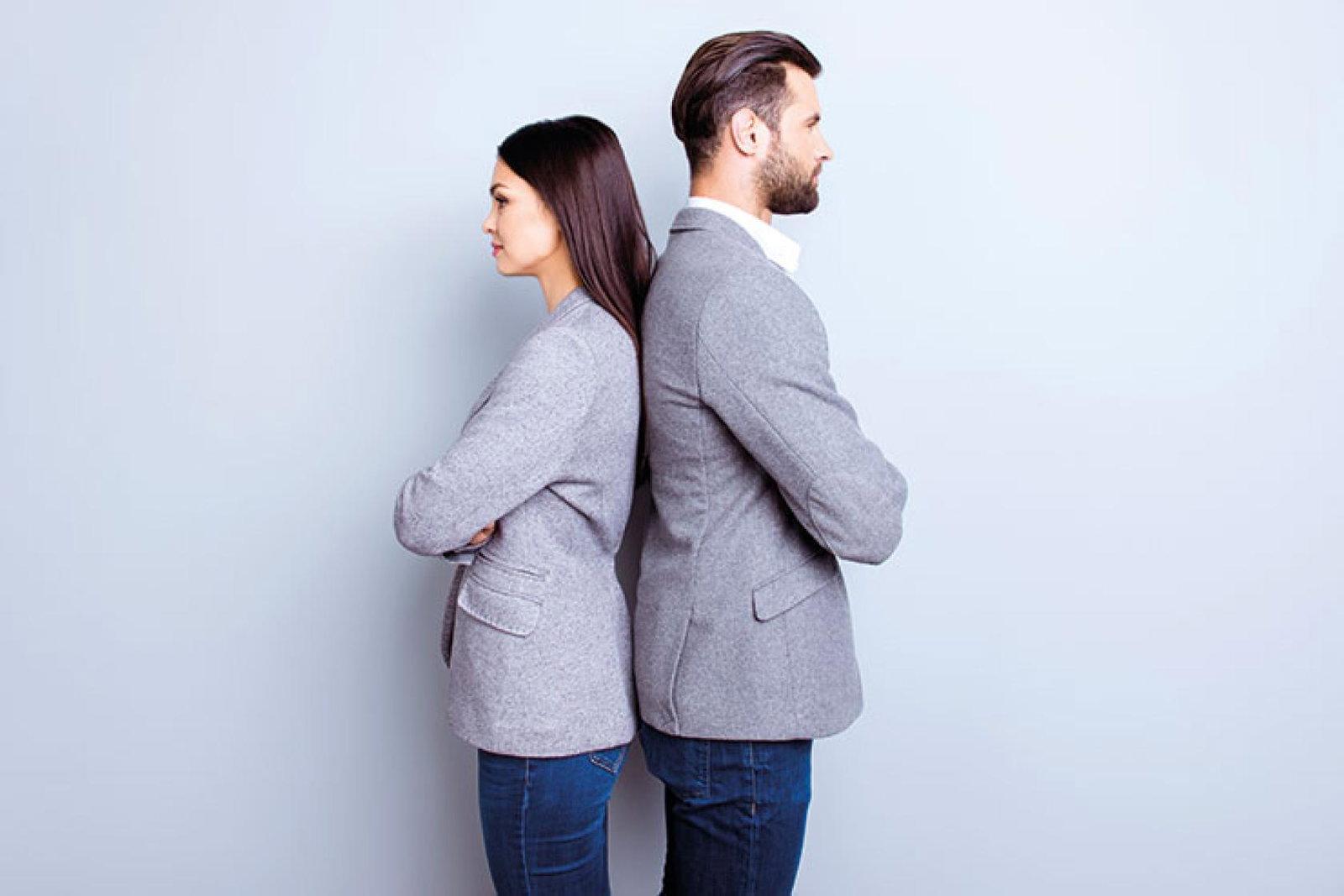 Man and woman back to back