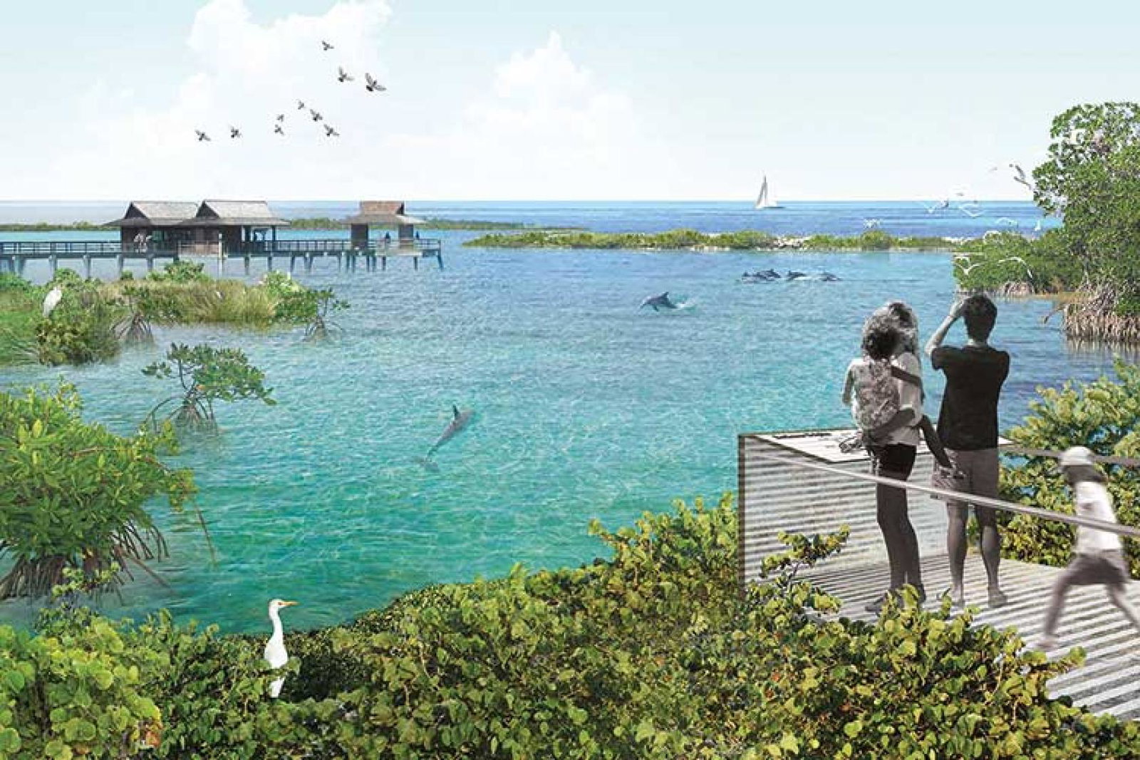 Artist visualisation of the Virgin Holidays dolphin sanctuary site