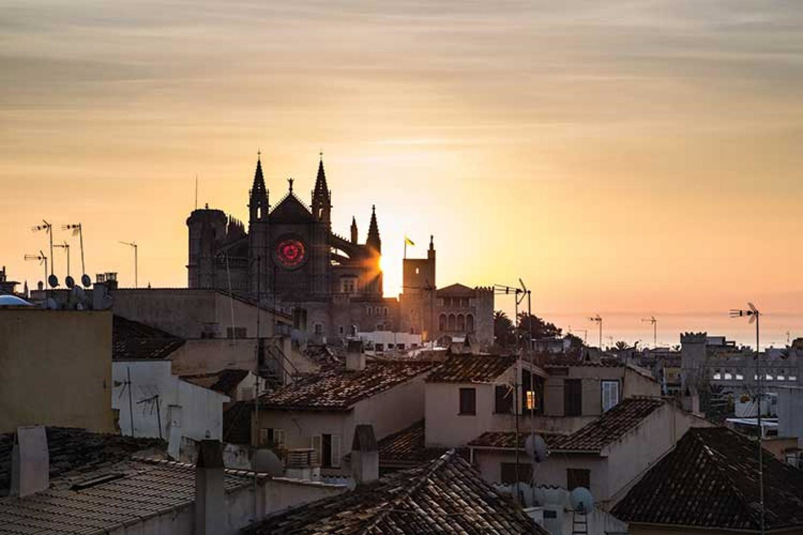 Balearic cityscape at dusk
