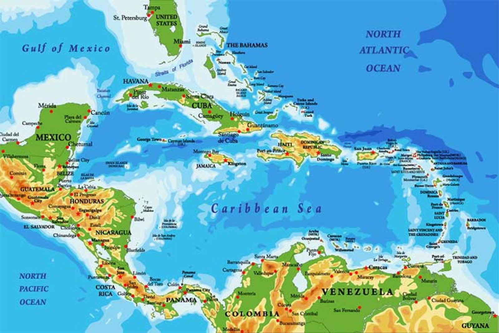 Map of the Caribbean Sea