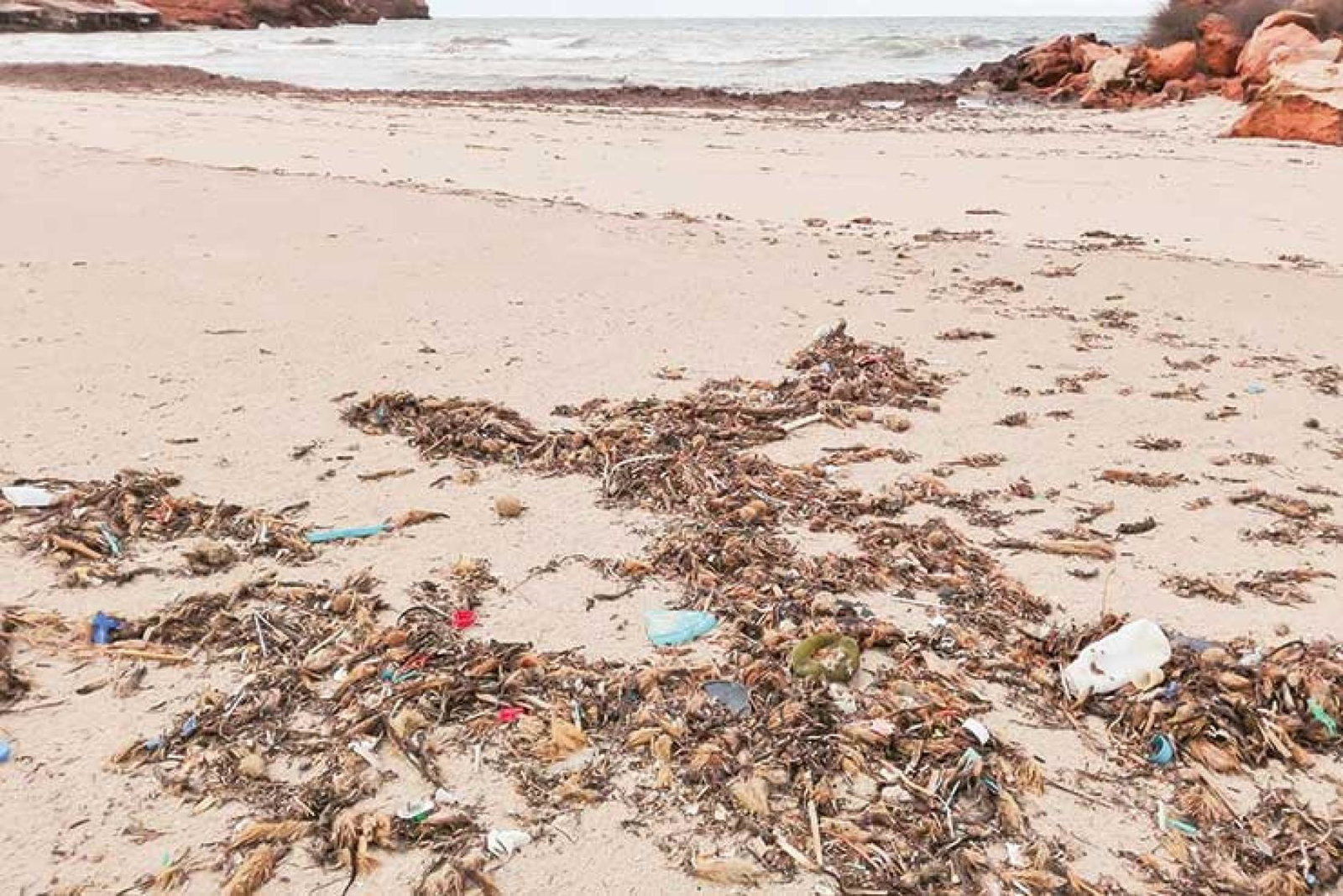 Refuse on a deserted beach