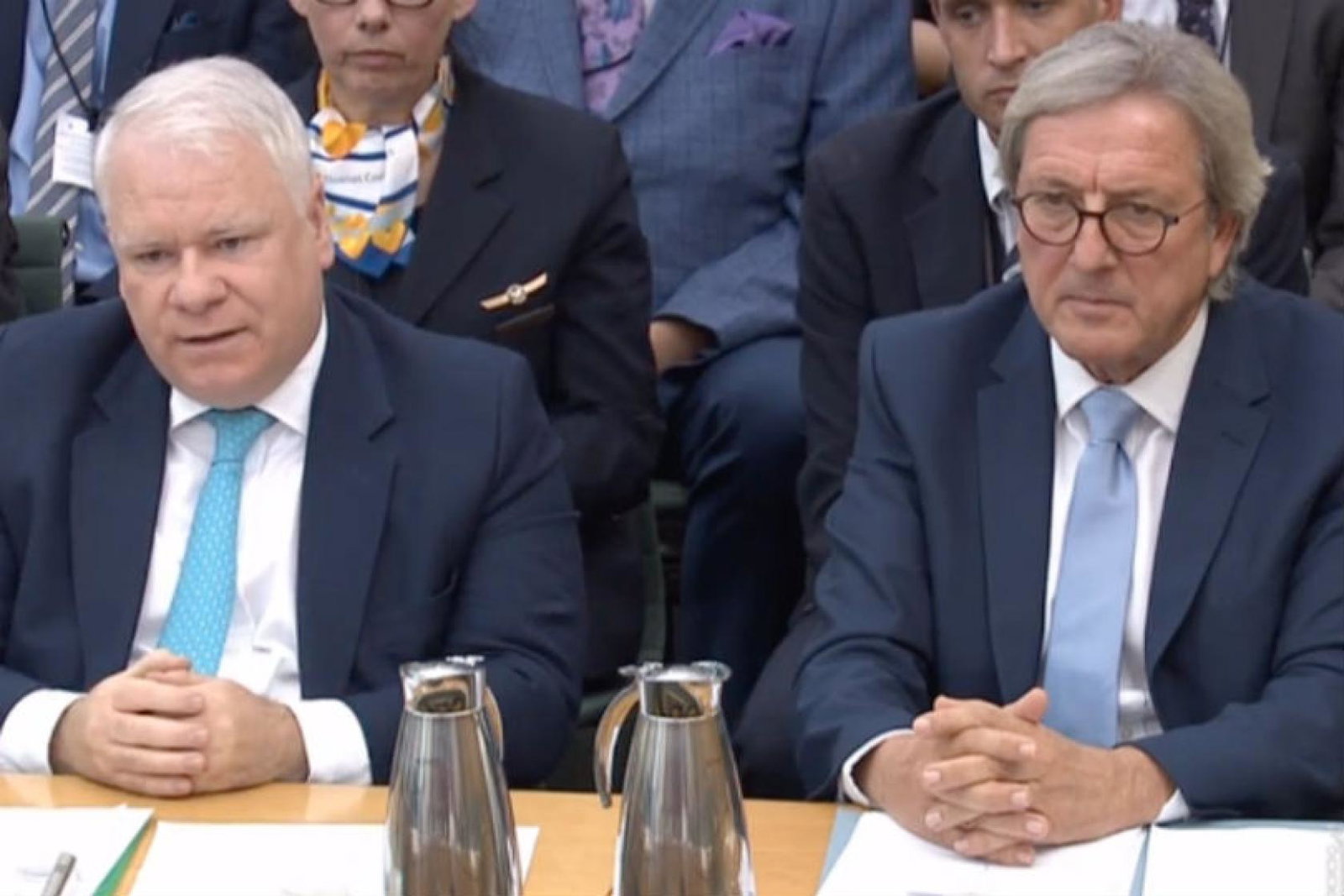 Former CFO Bill Scott and former chief executive Manny Fontenla-Novoa. Picture: Parliament.tv.
