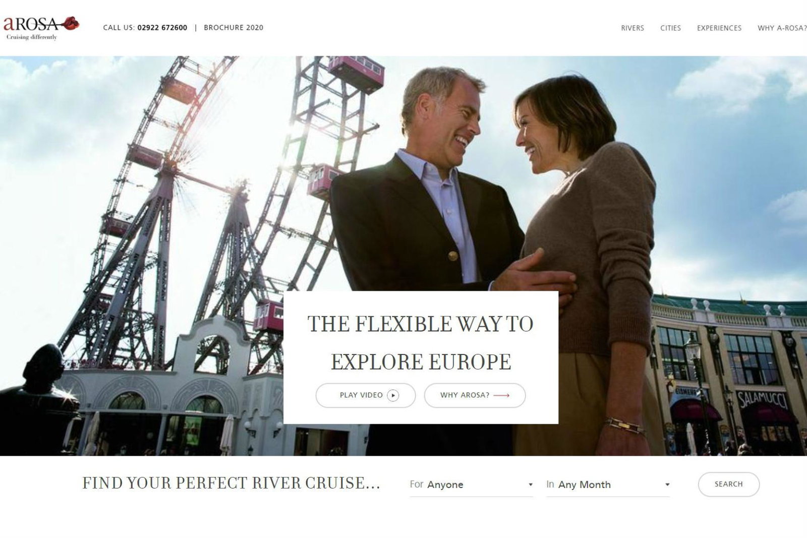 The site features destination and onboard information needed to sell A-Rosa