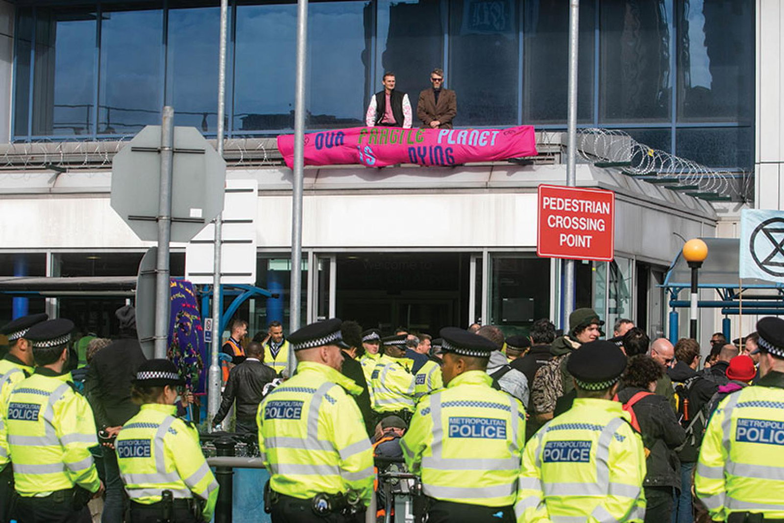 Extinction Rebellion protestors at London City airport