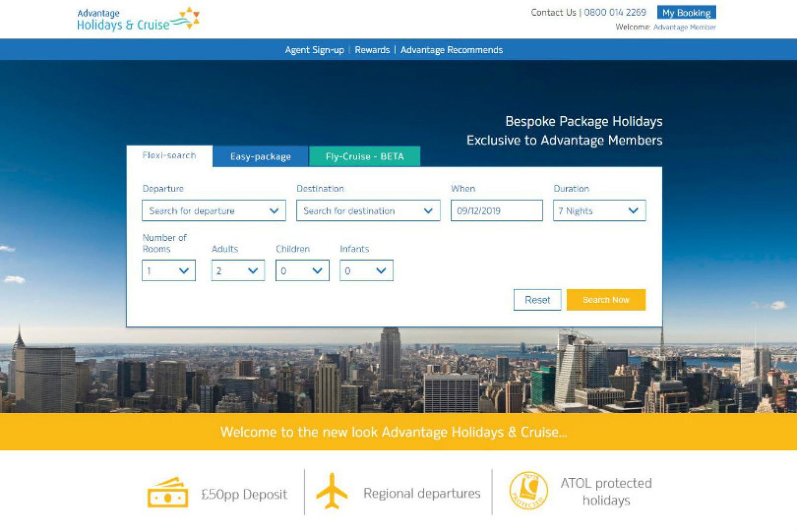 Advantage Holidays homepage
