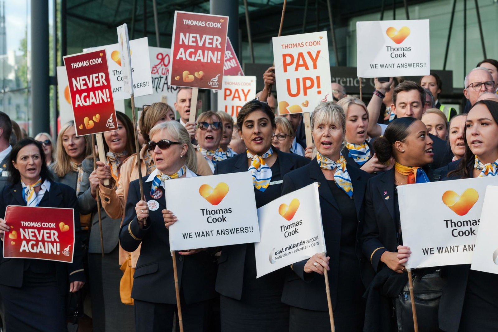 Former Cook employees protested outside parliament on 2 October