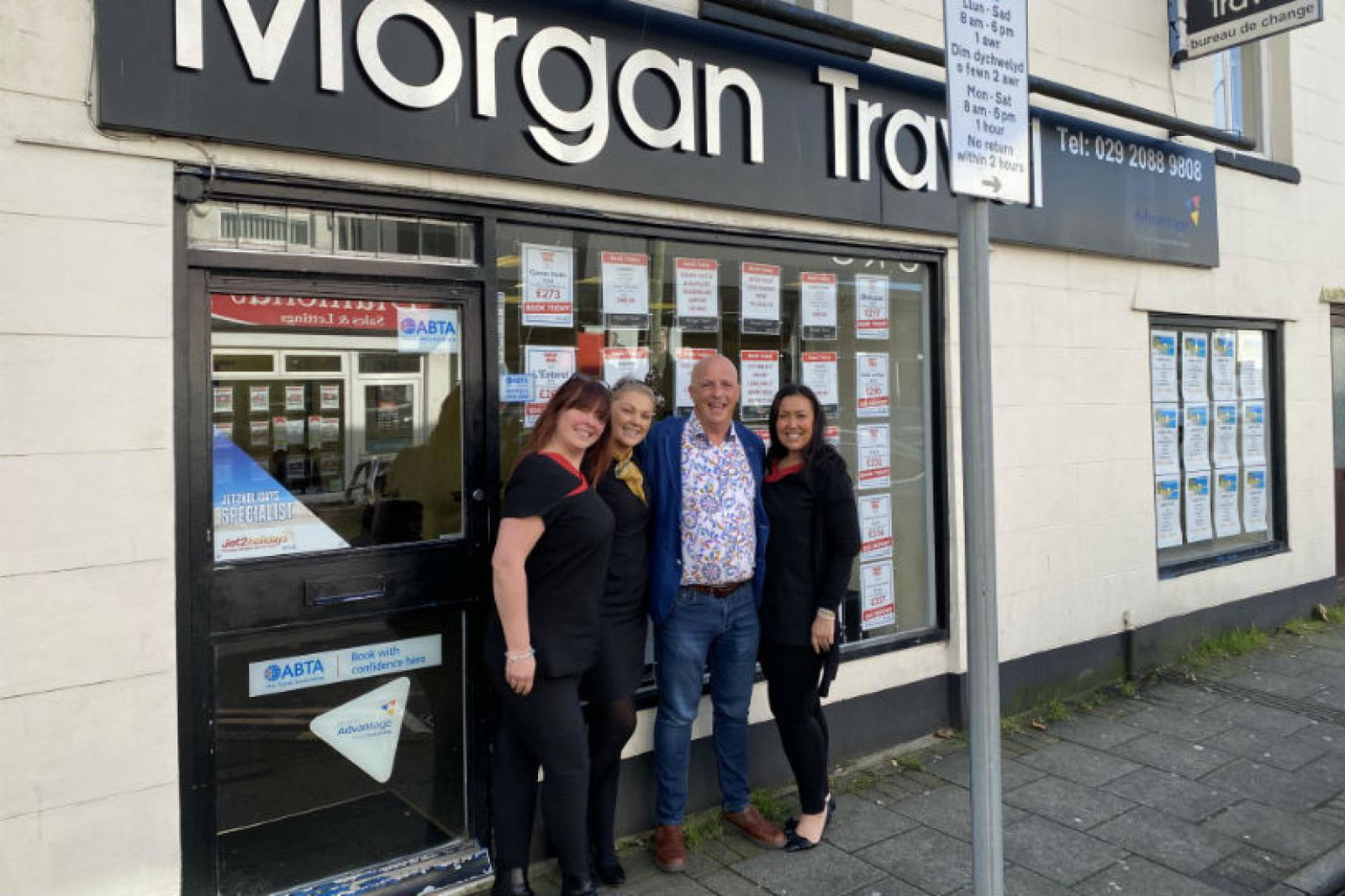 Simon Morgan (centre right) with the Morgan Travel team