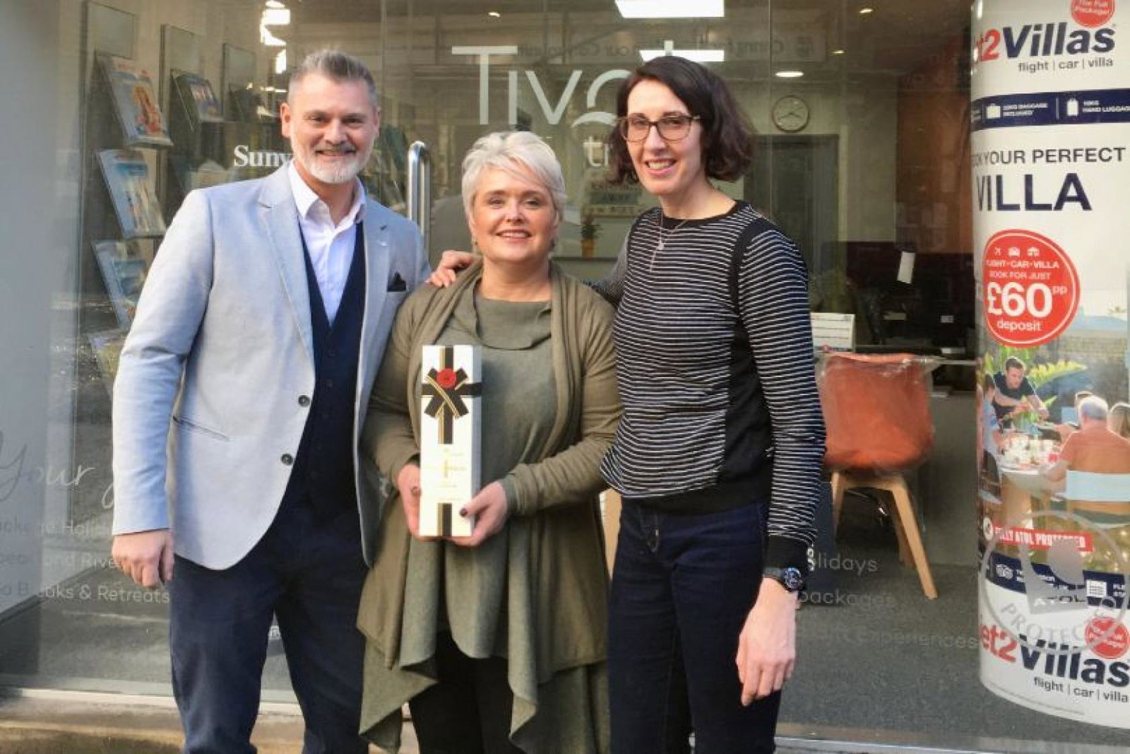L-R: Darren Bond fromGlobal Travel Group, with Jo Richards and Georgina Ainley