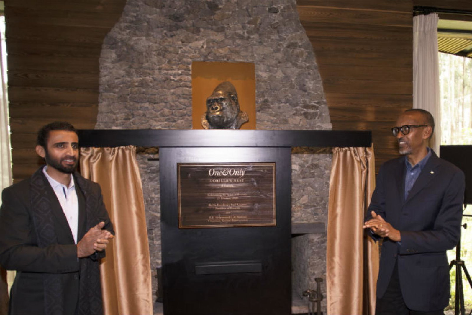 Mohammed Al Shaibani and Paul Kagame officially open One&Only Gorilla's Nest