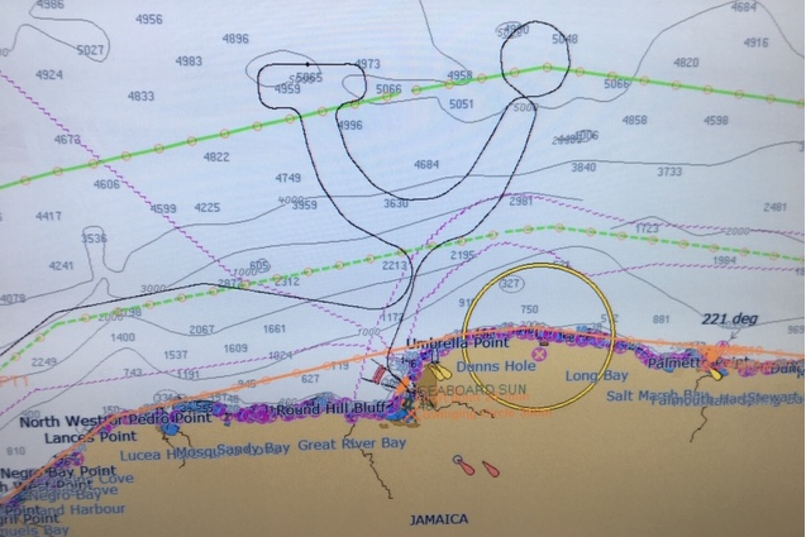 Marella Discovery 2 completed the smile carrying out routine manoeuvres before anchoring in Jamaica