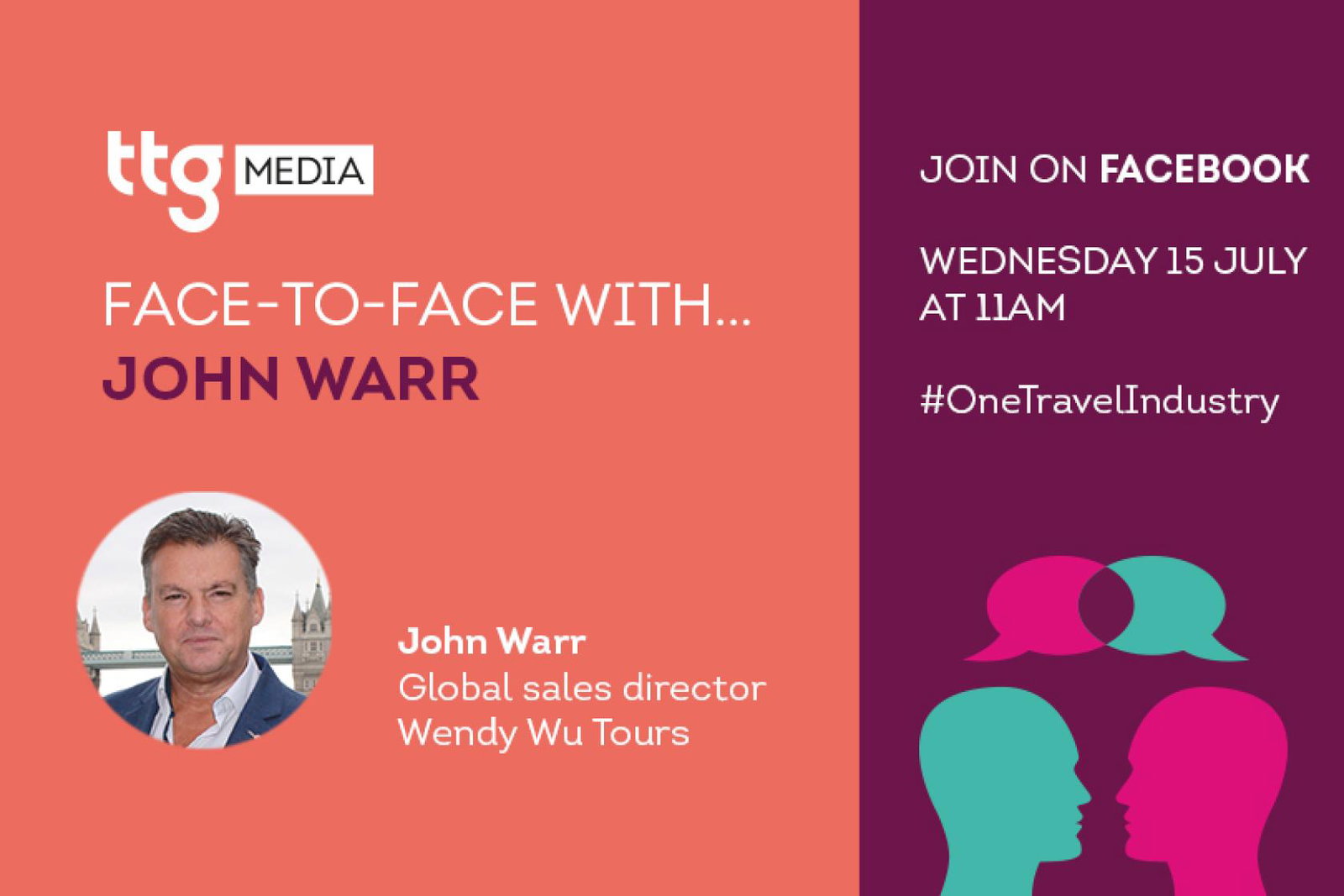 Wendy Wu Tours' John Warr to join TTG Face To Face